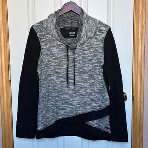 Calvin Klein Black and Gray Cowl Neck Sweater